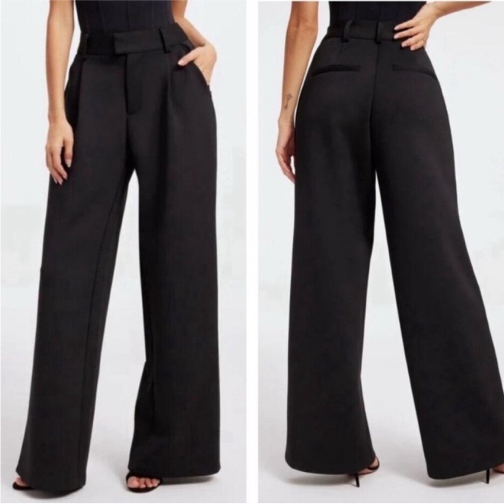 Good American Scuba Boss Wide Leg Neoprene Trouser Pants